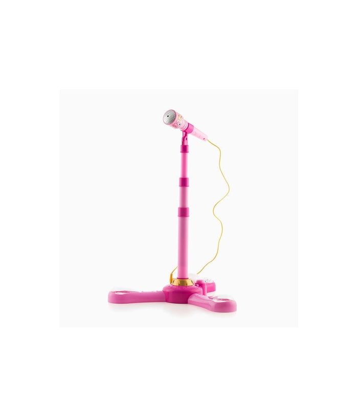 Microfono Con Asta In Plastica Rosa Con Luci E Suoni Ingresso Mp3 Smartphone         