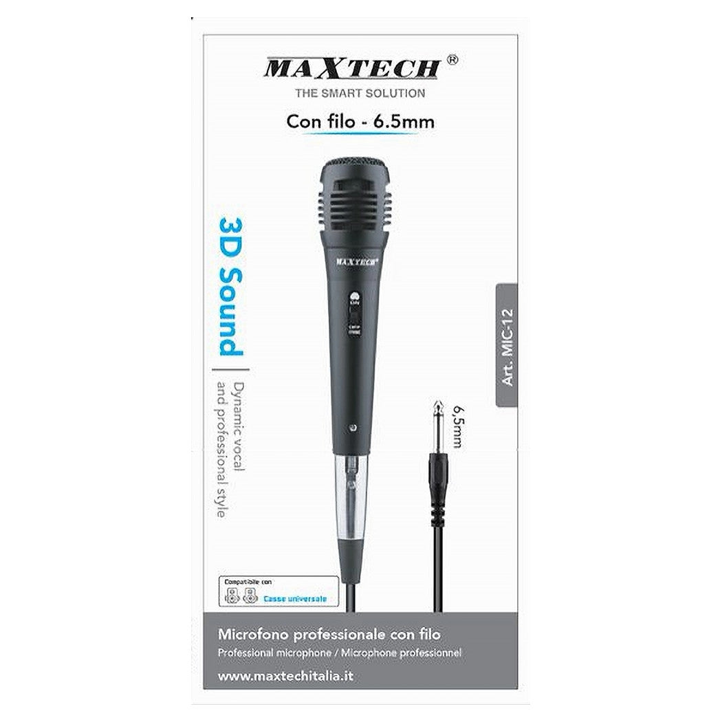 Microfono Con Cavo Jack 6.5mm 2mt Amplificatore Per Karaoke Eventi Fm-570 Mic-12         