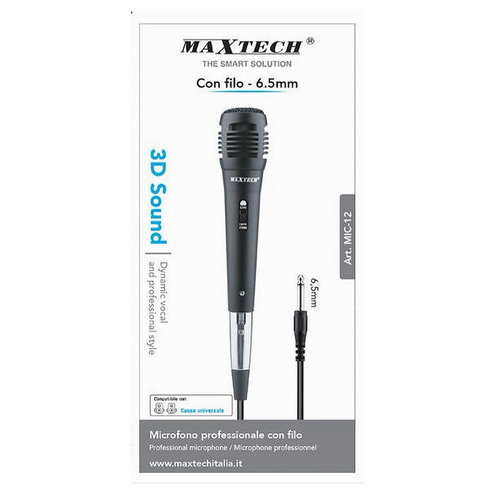 Microfono Con Cavo Jack 6.5mm 2mt Amplificatore Per Karaoke Eventi Fm-570 Mic-12         