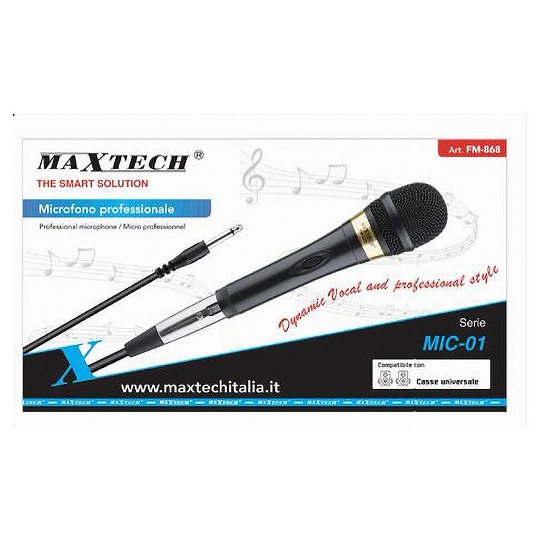 Microfono Con Cavo Karaoke Feste Dinamico 3.2 Mt Xlr-jack On/off Mic-01 Fm-868         