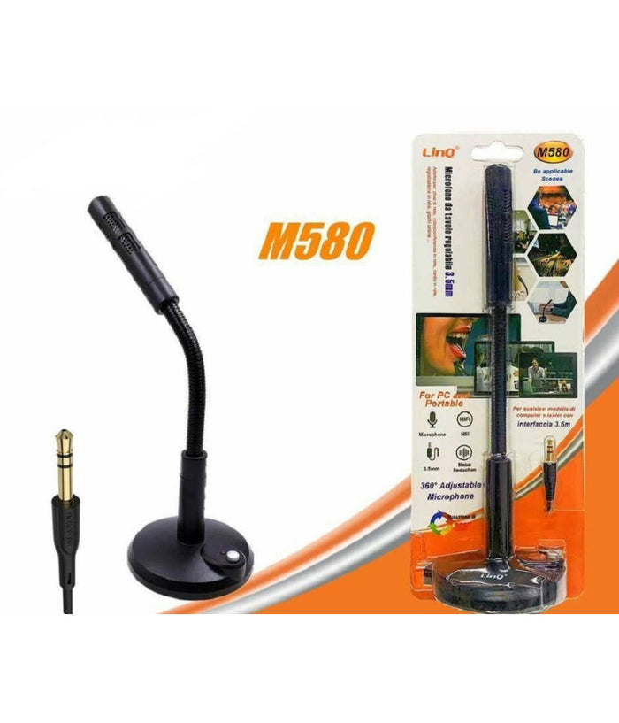 Microfono Da Tavolo Regolabile Jack 3,5mm Per Pc Notebook M580 Omnidirezionale         