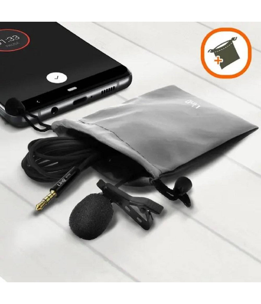 Microfono Lavalier Con Clip Colletto Bavero 360° Smartphone Jack Da 3,5mm M7779         
