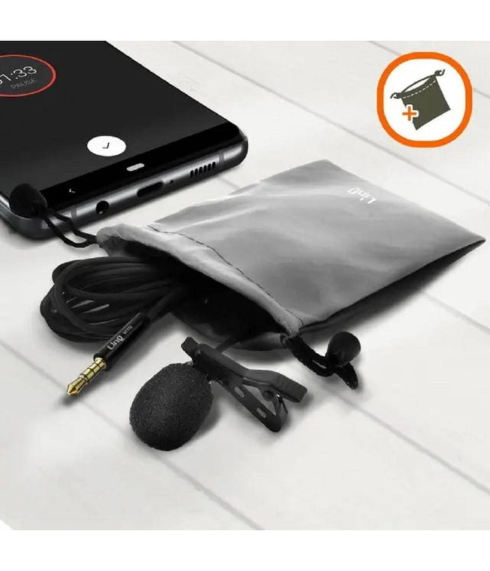 Microfono Lavalier Con Clip Colletto Bavero 360° Smartphone Jack Da 3,5mm M7779         
