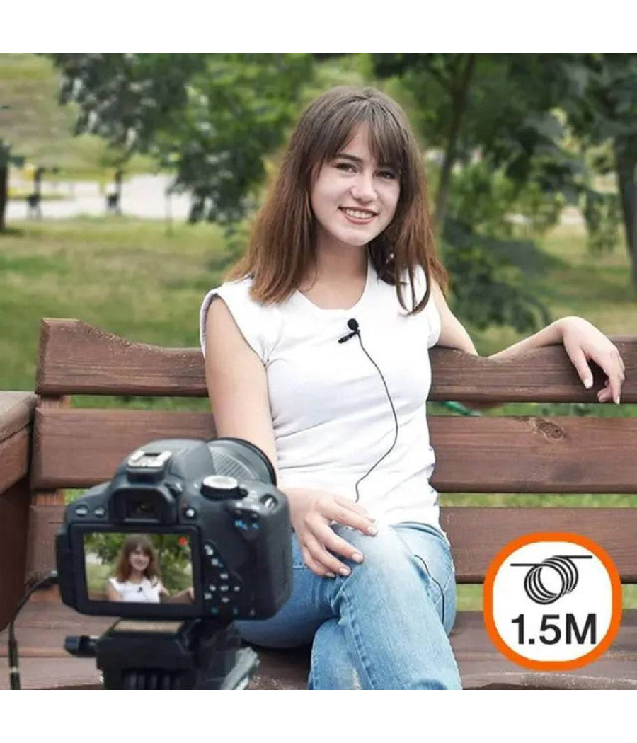 Microfono Lavalier Con Clip Colletto Bavero 360° Smartphone Jack Da 3,5mm M7779         