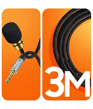 Microfono Lavalier Jack 3,5 Mm Suono Omnidirezionale A 360° Cavo 3 Metri Av3553m         