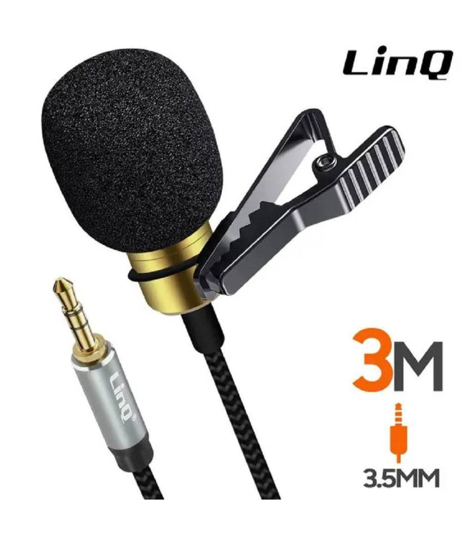Microfono Lavalier Jack 3,5 Mm Suono Omnidirezionale A 360° Cavo 3 Metri Av3553m         