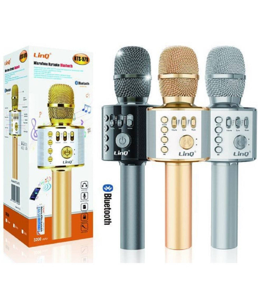 Microfono Portatile Wireless Bluetooth Karaoke Cassa Integrata Pulsanti Kts-978         