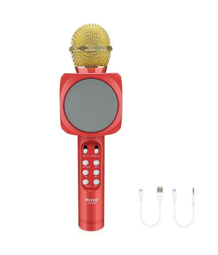 Microfono Portatile Wireless Con Bluetooth Karaoke Cassa Integrata Ws-1816         