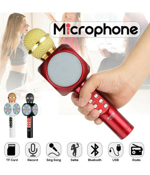 Microfono Portatile Wireless Con Bluetooth Karaoke Cassa Integrata Ws-1816         