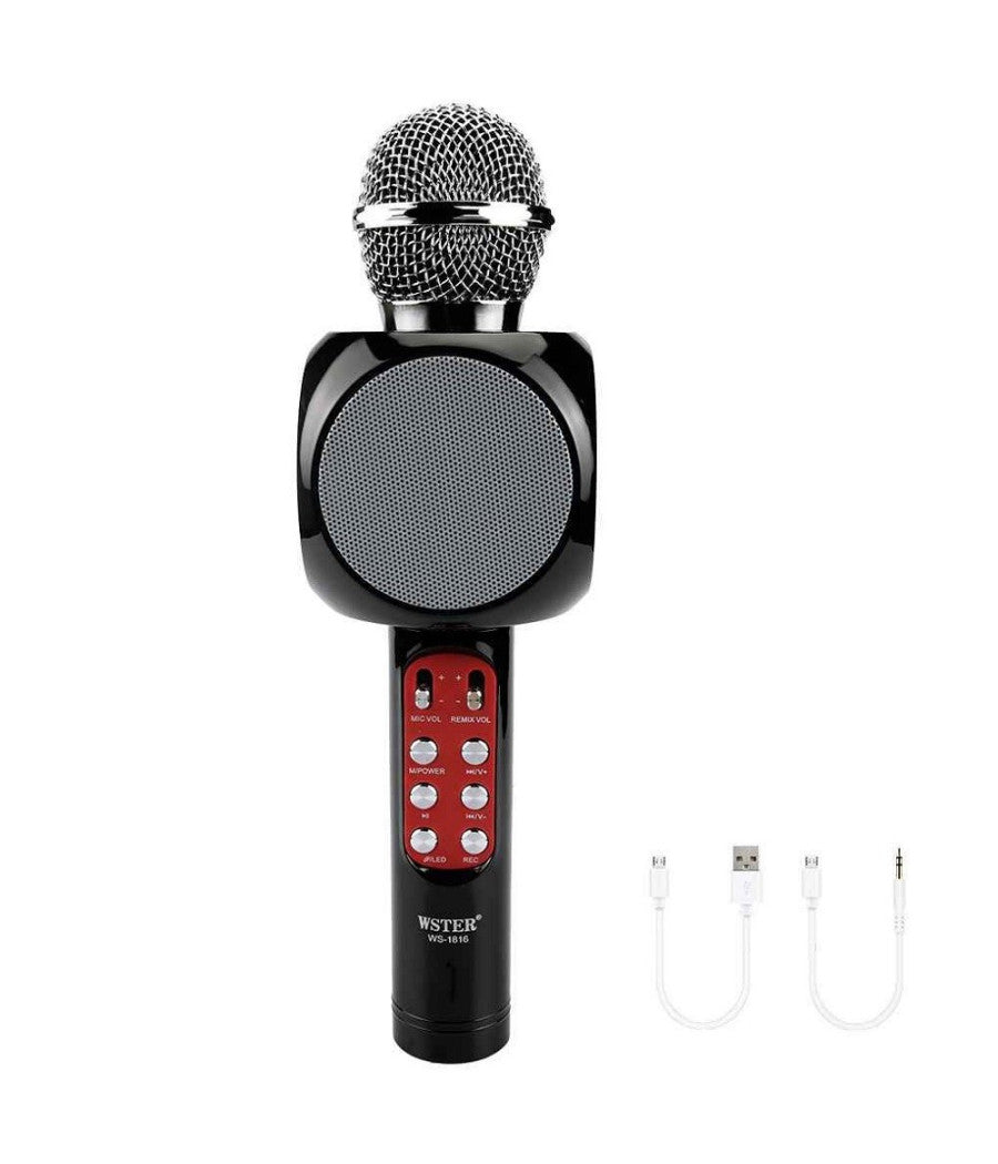 Microfono Portatile Wireless Con Bluetooth Karaoke Cassa Integrata Ws-1816         