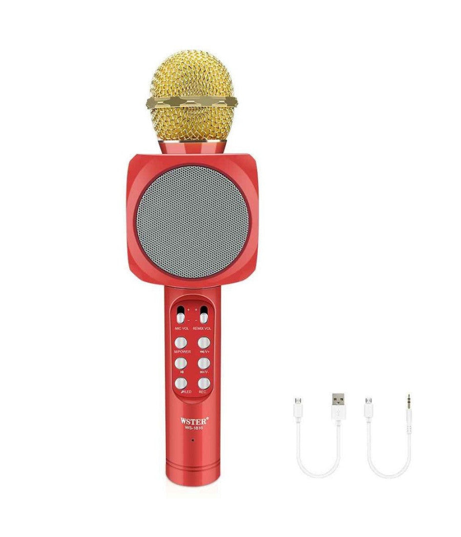 Microfono Portatile Wireless Con Bluetooth Karaoke Cassa Integrata Ws-1816         