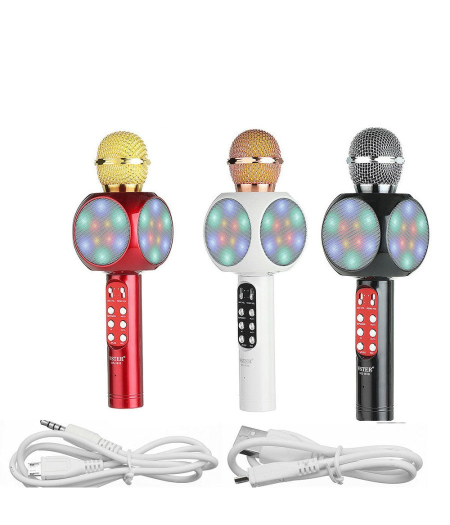 Microfono Portatile Wireless Con Bluetooth Karaoke Cassa Integrata Ws-1816         
