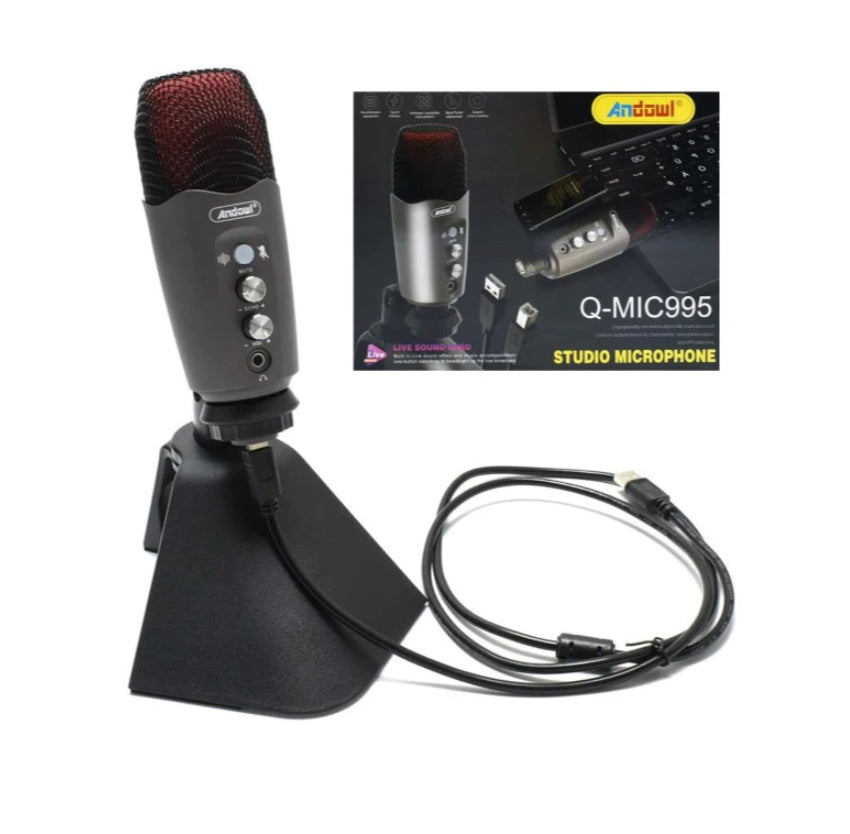 Microfono Professionale A Condensatore Da Tavolo Usb Per Studio Podcast - ANDOWL