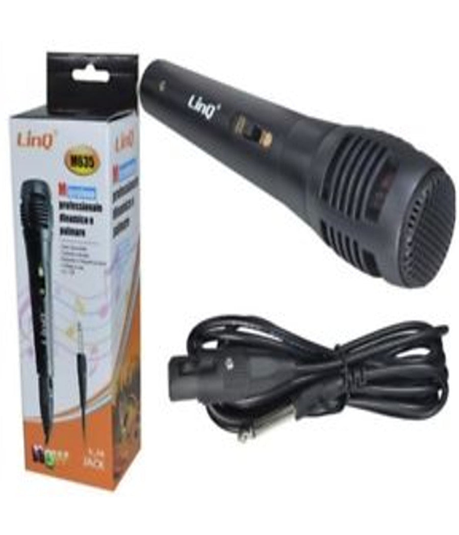 Microfono Professionale Palmare Dinamico Con Interruttore Nero Linq M635 3 Metr         