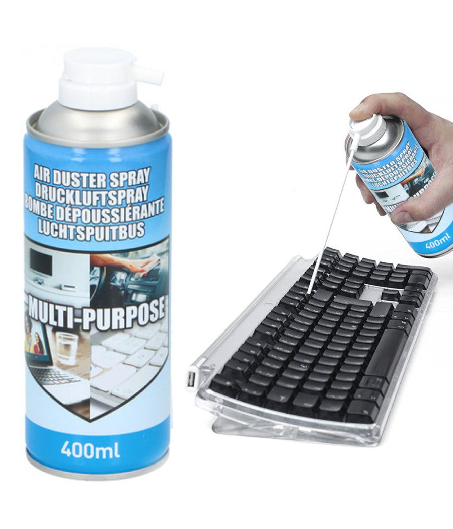 Bomboletta Aria Compressa Air Duster Pulizia Polvere Tastiera Pc Computer 400ml         