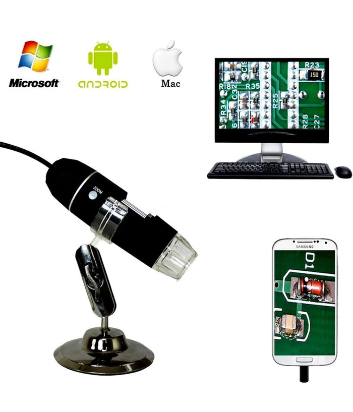 Microscopio Usb Digitale 40x 1000x Pc Notebook Foto Video 8 Led 2.0 Mpx Staffa         