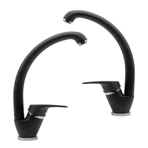 Ogomondo set 2 pezzi miscelatore nero oslo orientabile in ottone per lavello cucina