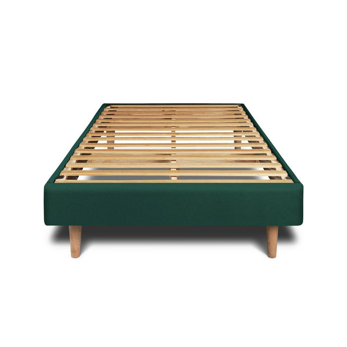 Letto 90x190 cm con testata imbottita - Tessuto velluto