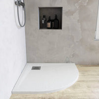 Piatto doccia semicircolare 80x80 cm in marmoresina bianco effetto pietra h3 cm | Milos