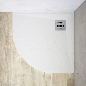 Piatto doccia semicircolare 80x80 cm in marmoresina bianco effetto pietra h3 cm | Milos