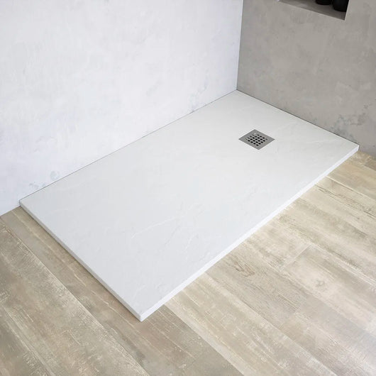 Piatto doccia rettangolare 70x170 cm in marmoresina bianco effetto pietra h3 cm | Milos