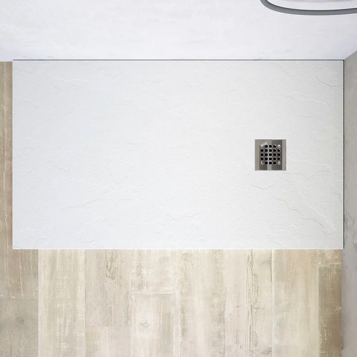 Piatto doccia rettangolare 80x150 cm in marmoresina bianco effetto pietra h3 cm | Milos