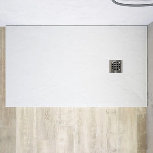 Piatto doccia rettangolare 90x180 cm in marmoresina bianco effetto pietra h3 cm | Milos