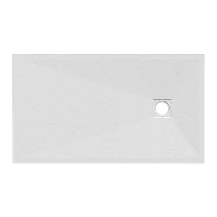 Piatto doccia rettangolare 90x160 cm in marmoresina bianco effetto pietra h3 cm | Milos