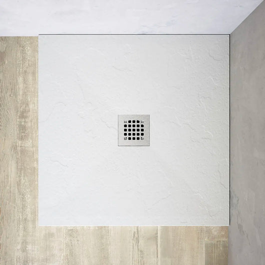 Piatto doccia quadrato 80x80 cm in marmoresina bianco effetto pietra h3 cm | Milos