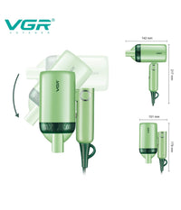 Mini Asciugacapelli Richiudibile 1200w Professionale 2 Velocità  Concentratore V-421         