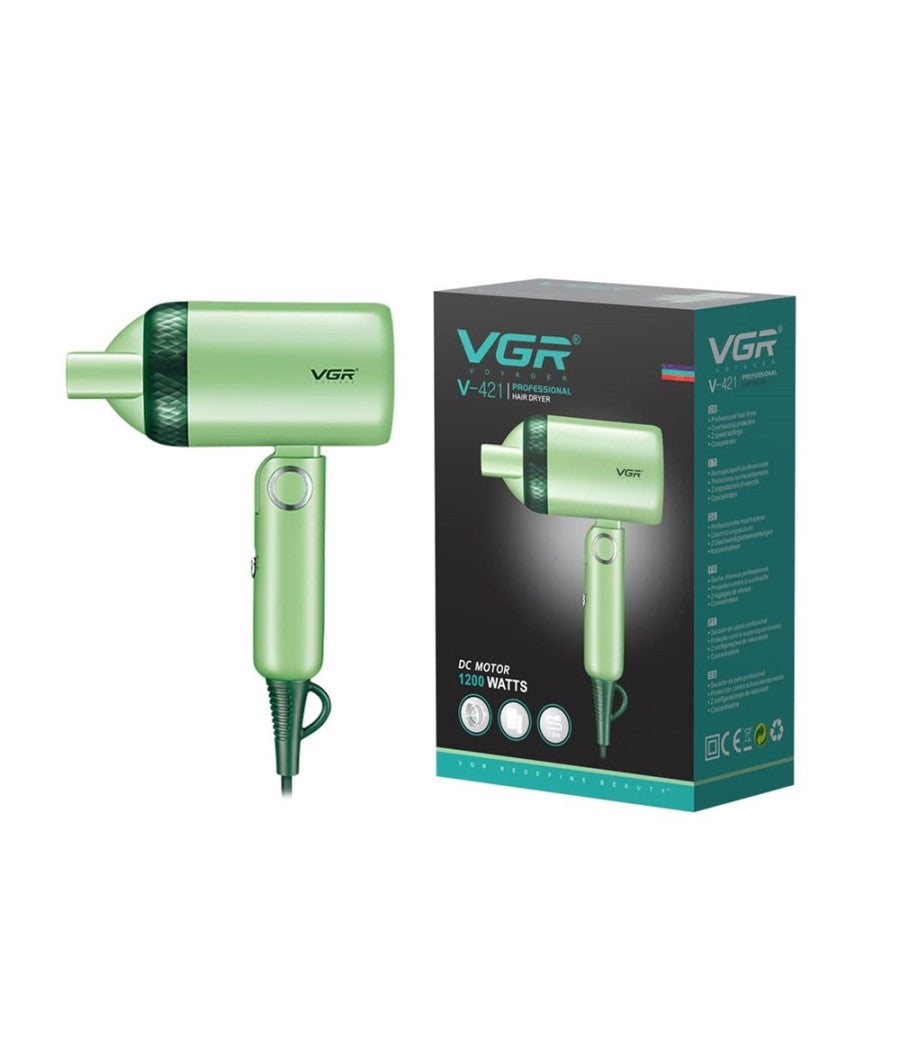 Mini Asciugacapelli Richiudibile 1200w Professionale 2 Velocità  Concentratore V-421         