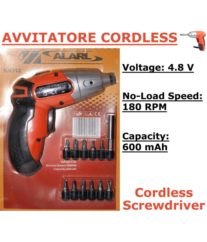 Mini Avvitatore Trapano Cordless 4.8volt 180rpm 11 Punte Ricaricabile 600mah         