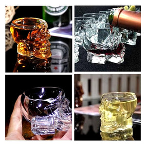 Mini Bicchiere In Vetro A Forma Di Teschio Per Shot Cichhetto Alcolici Barman         