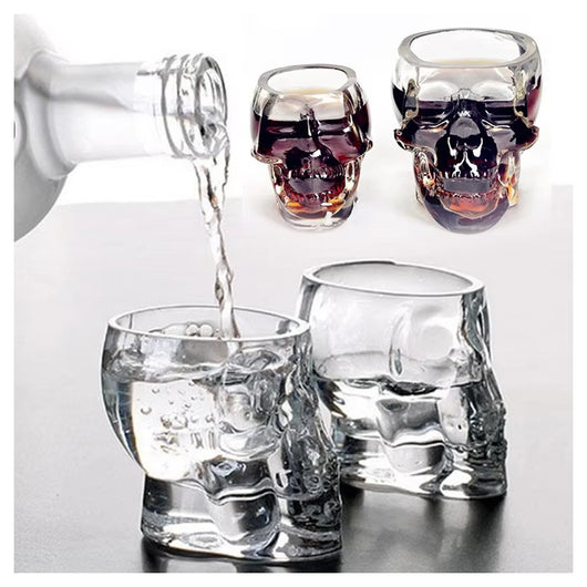 Mini Bicchiere In Vetro A Forma Di Teschio Per Shot Cichhetto Alcolici Barman         
