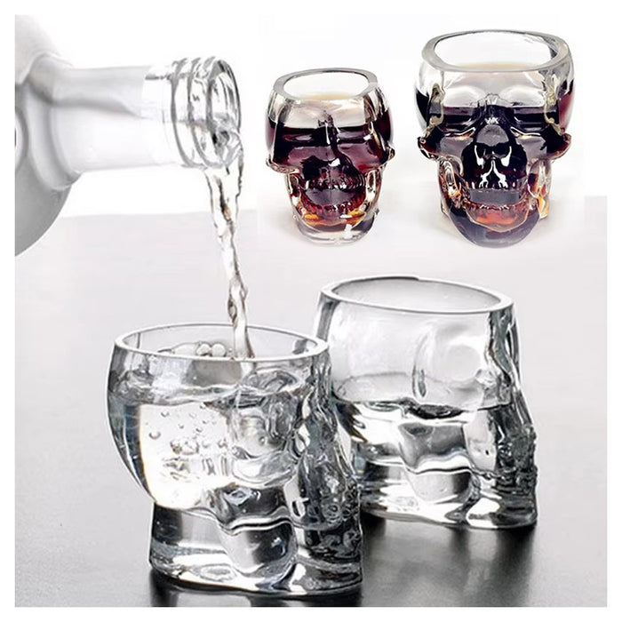 Mini Bicchiere In Vetro A Forma Di Teschio Per Shot Cichhetto Alcolici Barman         