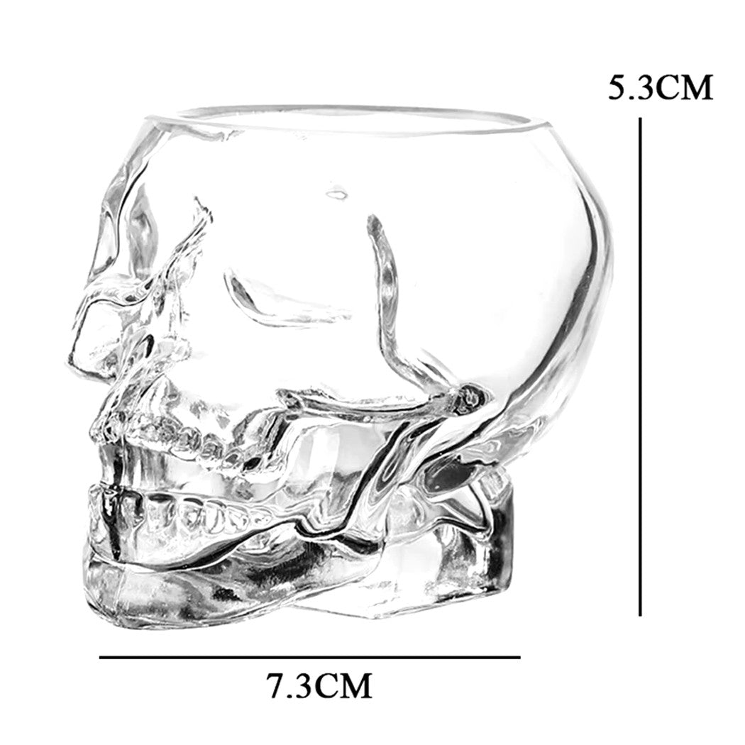 Mini Bicchiere In Vetro A Forma Di Teschio Per Shot Cichhetto Alcolici Barman         
