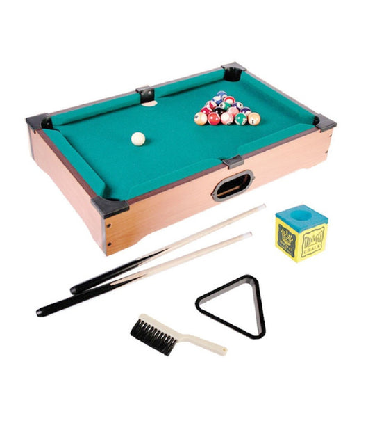 Mini Biliardo Da Tavolo Gioco In Legno Con 2 Stecche Palle Gesso E Triangolo         