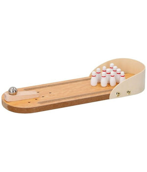 Mini Boowling Gioco Da Tavolo In Legno Con 10 Birilli E Palla In Metallo         