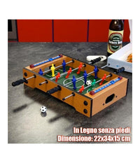 Mini Calcetto Da Tavolo Struttura In Legno E Sagome In Plastica Pallina Inclusa         