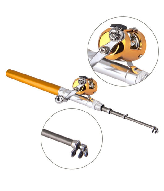 Mini Canna Da Pesca Estensibile Tascabile Telescopica Con Mulinello E Lenza         