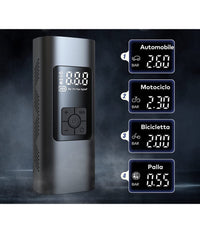 Mini Compressore Ad Aria Portatile Gonfiatore Ricaricabile Display Led Auto         