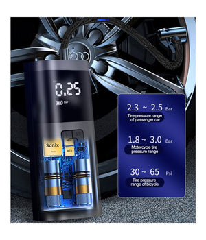 Mini Compressore Pompa Ad Aria Elettrica Auto Multifunzione Torcia Schermo Lcd         