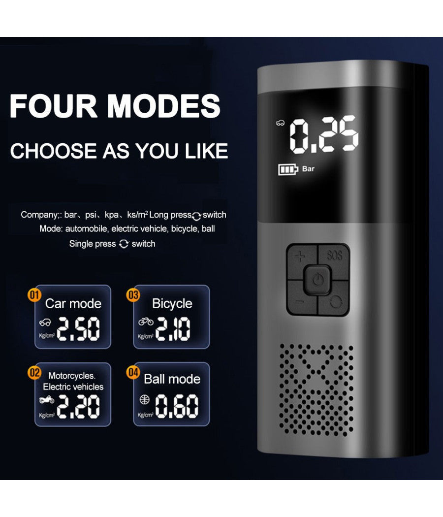 Mini Compressore Pompa Ad Aria Elettrica Auto Multifunzione Torcia Schermo Lcd         