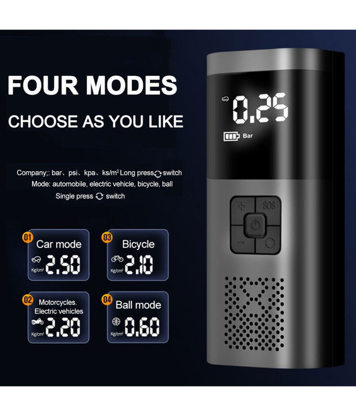 Mini Compressore Pompa Ad Aria Elettrica Auto Multifunzione Torcia Schermo Lcd         