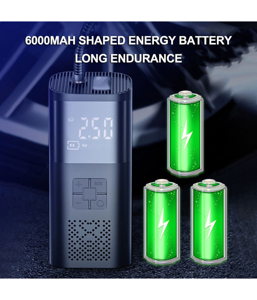 Mini Compressore Pompa Ad Aria Elettrica Auto Multifunzione Torcia Schermo Lcd         