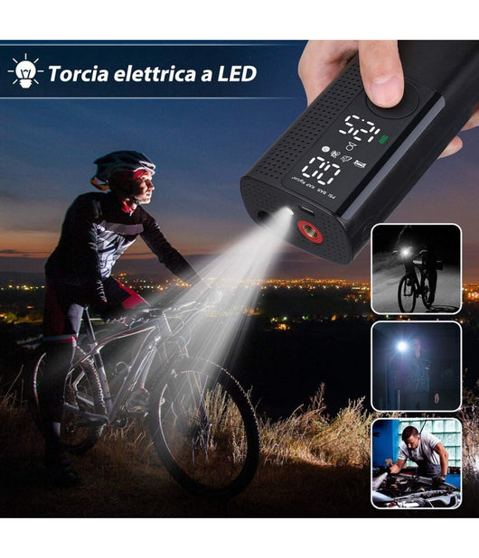 Mini Compressore Portatile Pompa Elettrica Aria Display Lcd Moto Auto Bici Palla         