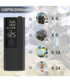 Mini Compressore Portatile Pompa Elettrica Aria Display Lcd Moto Auto Bici Palla         