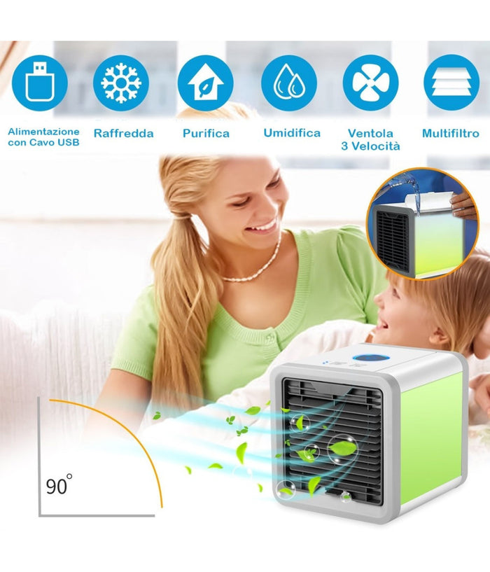 Mini Condizionatore Portatile Deumidificatore A Acqua Usb Ventilatore Auto Led         