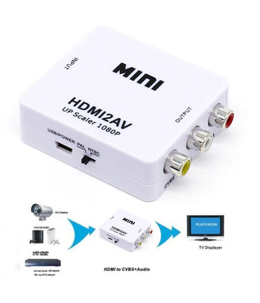 Mini Convertitore Adattatore Video Audio Da Hdmi Av Rca Hdmi2av 1080p         