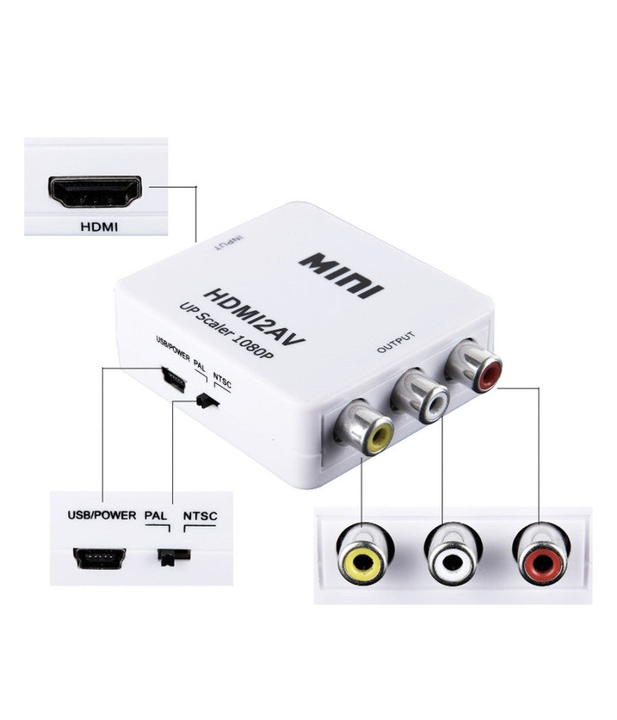Mini Convertitore Adattatore Video Audio Da Hdmi Av Rca Hdmi2av 1080p         